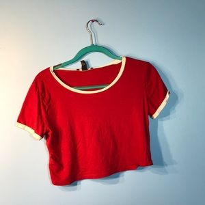 red and white t shirt crop top from forever 21